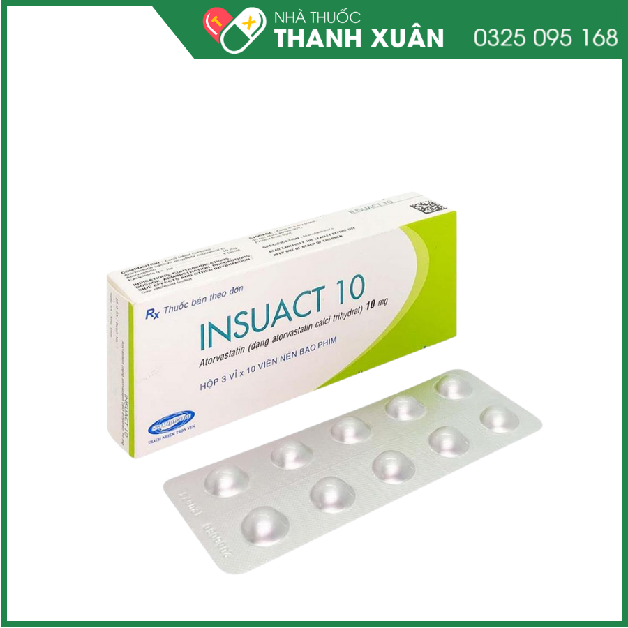 Insuact 10mg điều trị tăng lipid máu, dự phòng biến cố tim mạch